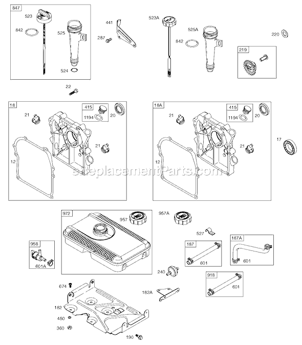 Page B Diagram and Parts List for 9K400SERIES  Briggs and Stratton Engine